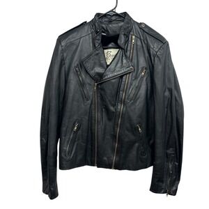 Berman's Black Leather Motorcycle Jacket Men's 44 Vintage Moto Dark Aesthetic